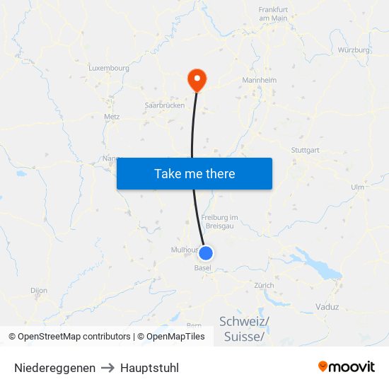 Niedereggenen to Hauptstuhl map