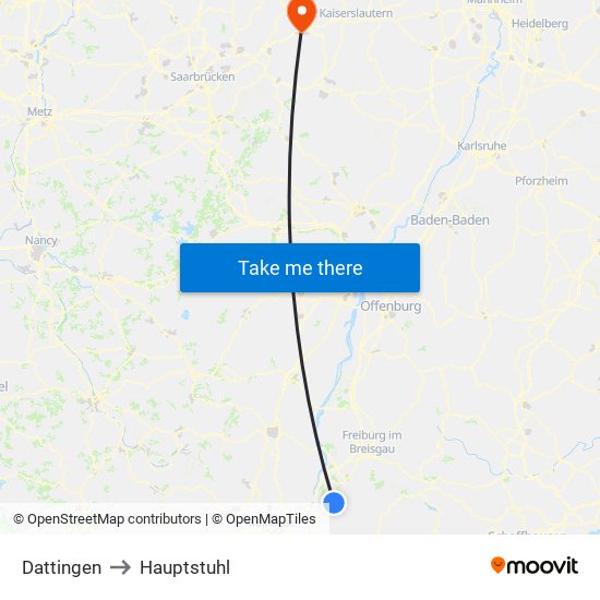 Dattingen to Hauptstuhl map