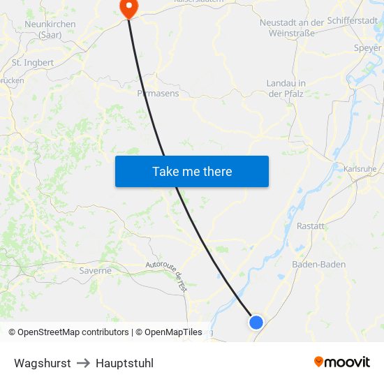 Wagshurst to Hauptstuhl map