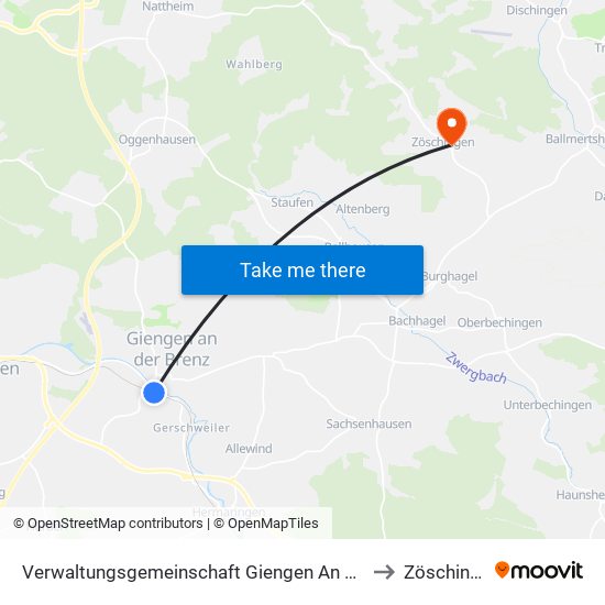 Verwaltungsgemeinschaft Giengen An Der Brenz to Zöschingen map