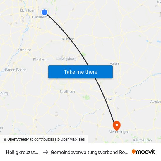 Heiligkreuzsteinach to Gemeindeverwaltungsverband Rot-Tannheim map