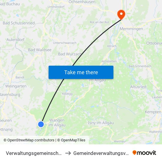 Verwaltungsgemeinschaft Wangen Im Allgäu to Gemeindeverwaltungsverband Rot-Tannheim map