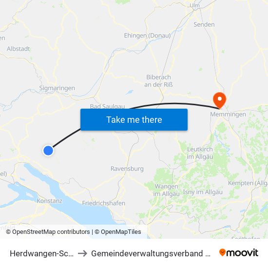 Herdwangen-Schönach to Gemeindeverwaltungsverband Rot-Tannheim map