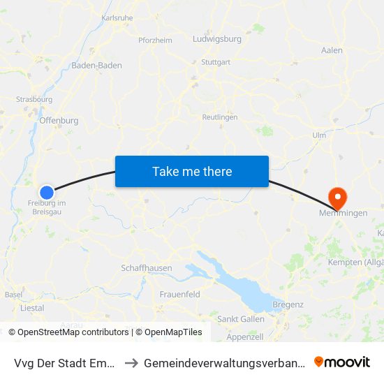 Vvg Der Stadt Emmendingen to Gemeindeverwaltungsverband Rot-Tannheim map