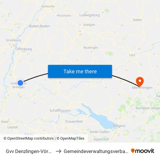 Gvv Denzlingen-Vörstetten-Reute to Gemeindeverwaltungsverband Rot-Tannheim map