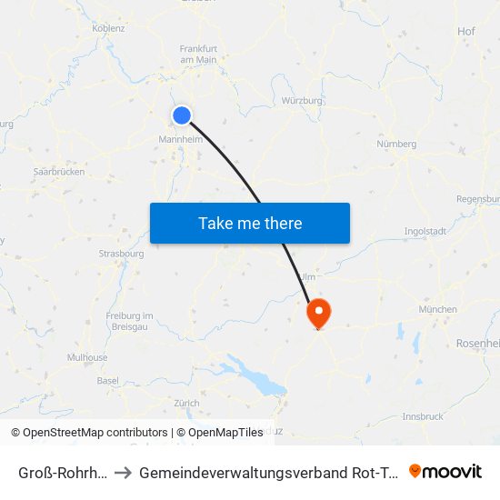 Groß-Rohrheim to Gemeindeverwaltungsverband Rot-Tannheim map
