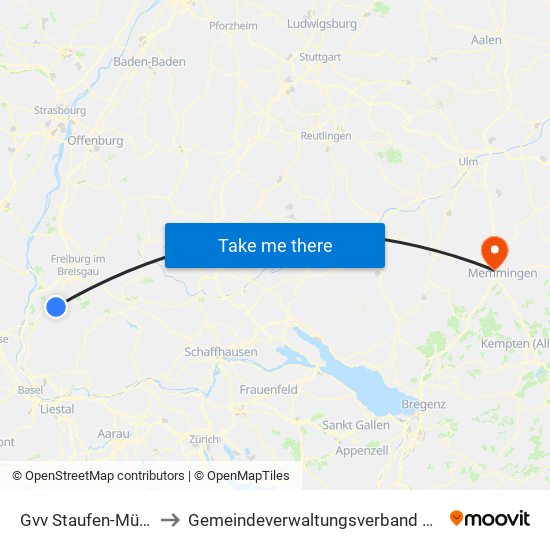 Gvv Staufen-Münstertal to Gemeindeverwaltungsverband Rot-Tannheim map