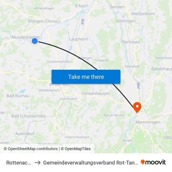 Rottenacker to Gemeindeverwaltungsverband Rot-Tannheim map