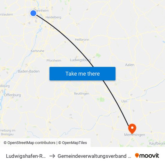 Ludwigshafen-Ruchheim to Gemeindeverwaltungsverband Rot-Tannheim map