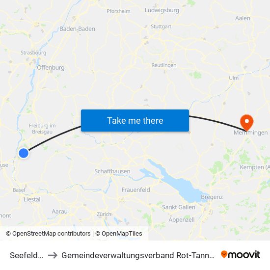 Seefelden to Gemeindeverwaltungsverband Rot-Tannheim map