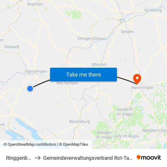 Ringgenbach to Gemeindeverwaltungsverband Rot-Tannheim map