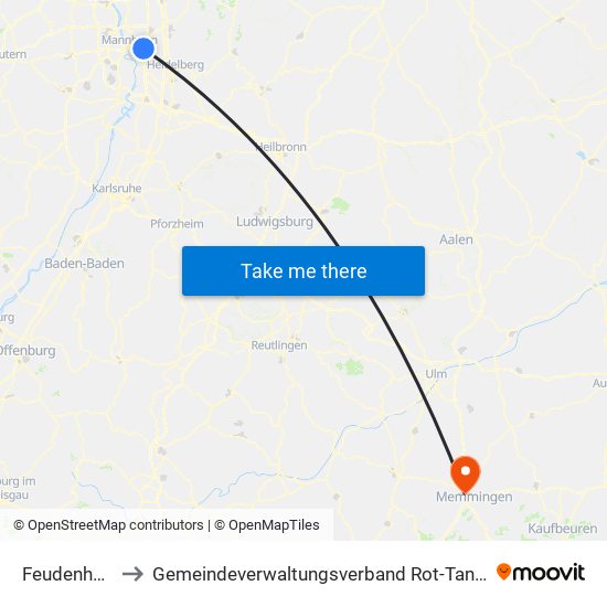 Feudenheim to Gemeindeverwaltungsverband Rot-Tannheim map