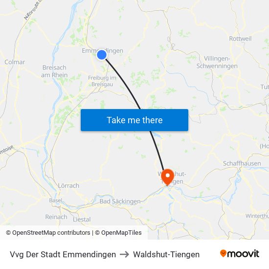 Vvg Der Stadt Emmendingen to Waldshut-Tiengen map