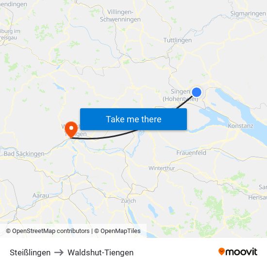 Steißlingen to Waldshut-Tiengen map