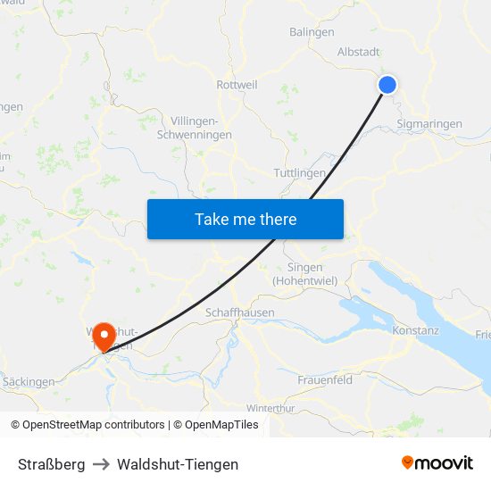 Straßberg to Waldshut-Tiengen map