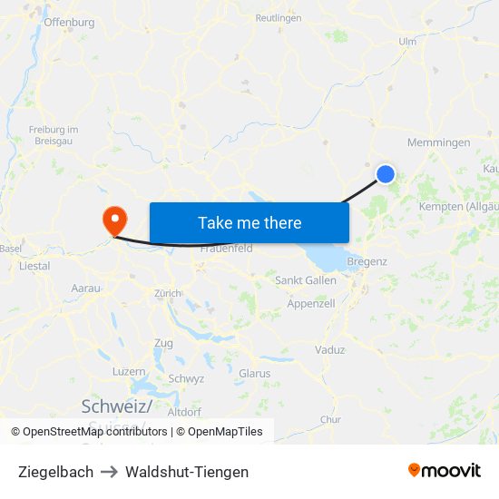 Ziegelbach to Waldshut-Tiengen map