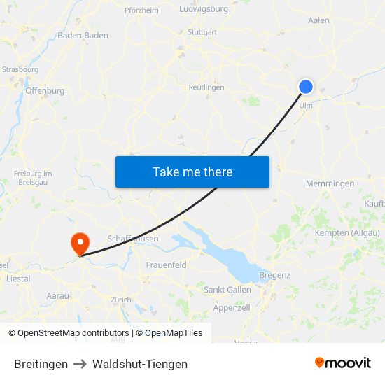 Breitingen to Waldshut-Tiengen map