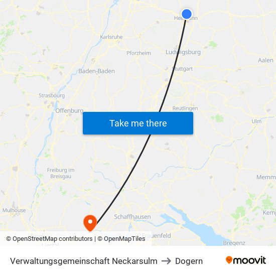 Verwaltungsgemeinschaft Neckarsulm to Dogern map