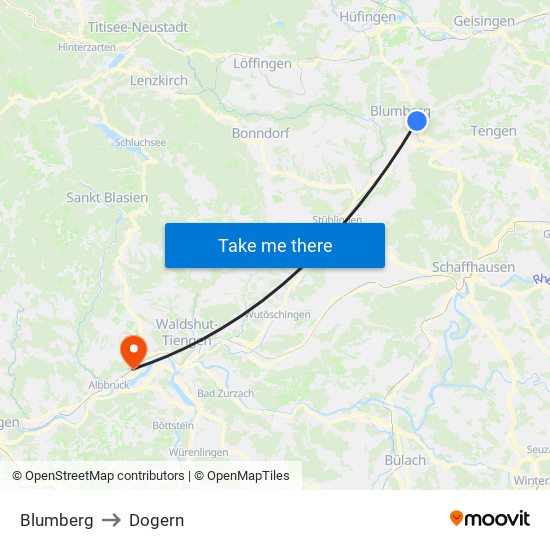 Blumberg to Dogern map
