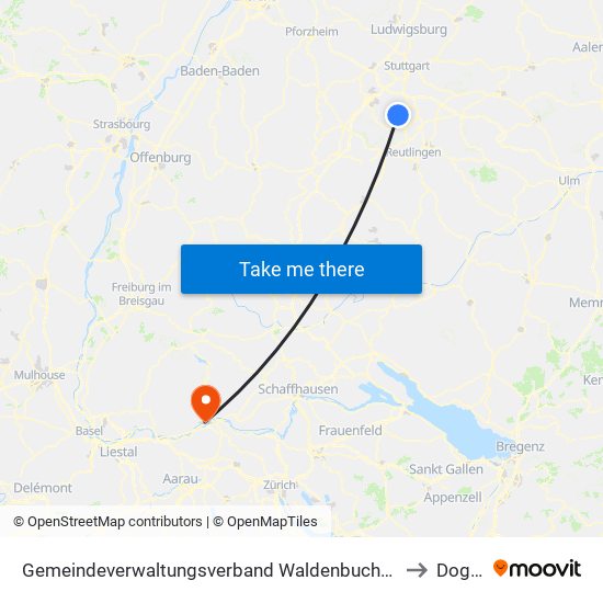 Gemeindeverwaltungsverband Waldenbuch/Steinenbronn to Dogern map