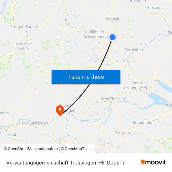 Verwaltungsgemeinschaft Trossingen to Dogern map