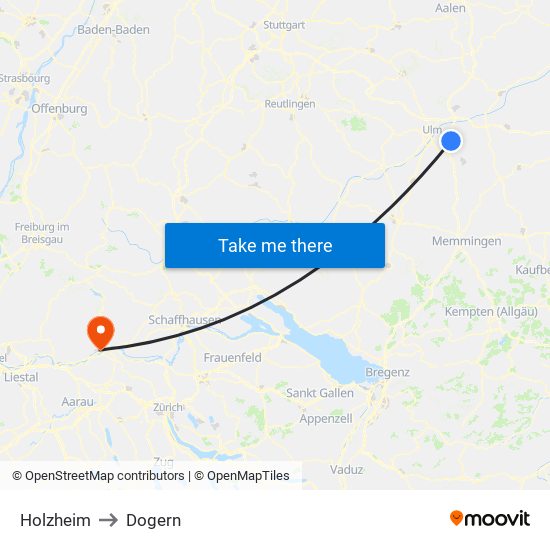 Holzheim to Dogern map