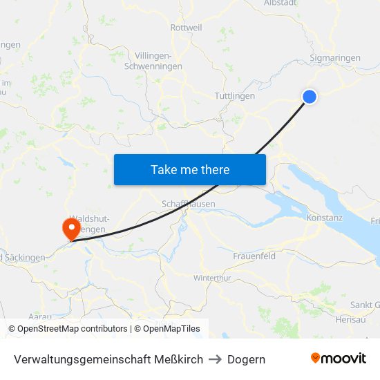 Verwaltungsgemeinschaft Meßkirch to Dogern map