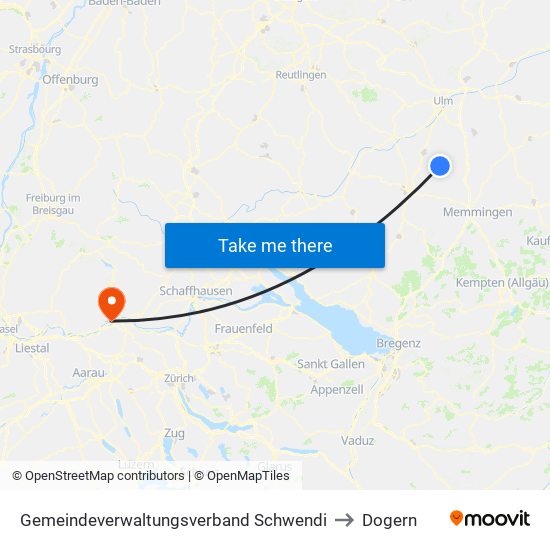 Gemeindeverwaltungsverband Schwendi to Dogern map