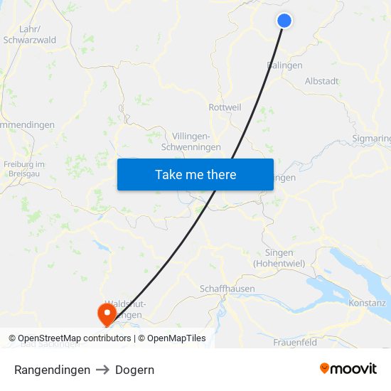 Rangendingen to Dogern map