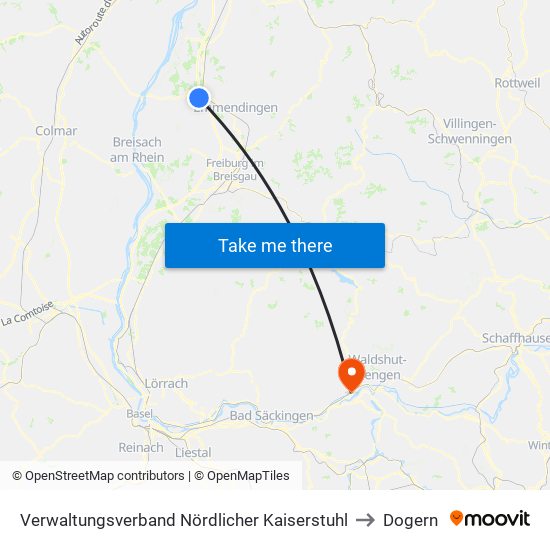 Verwaltungsverband Nördlicher Kaiserstuhl to Dogern map