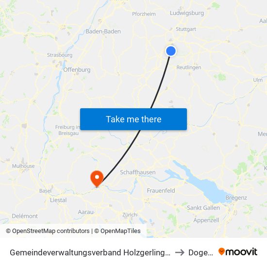 Gemeindeverwaltungsverband Holzgerlingen to Dogern map