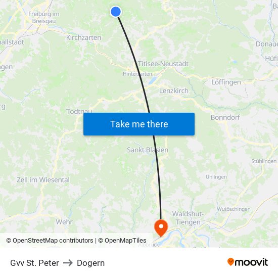 Gvv St. Peter to Dogern map