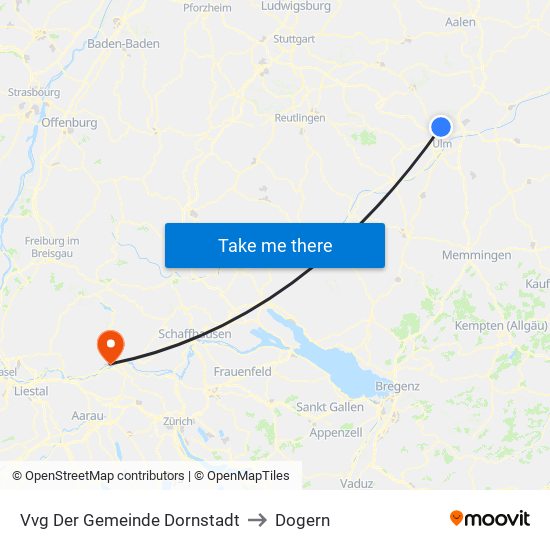 Vvg Der Gemeinde Dornstadt to Dogern map