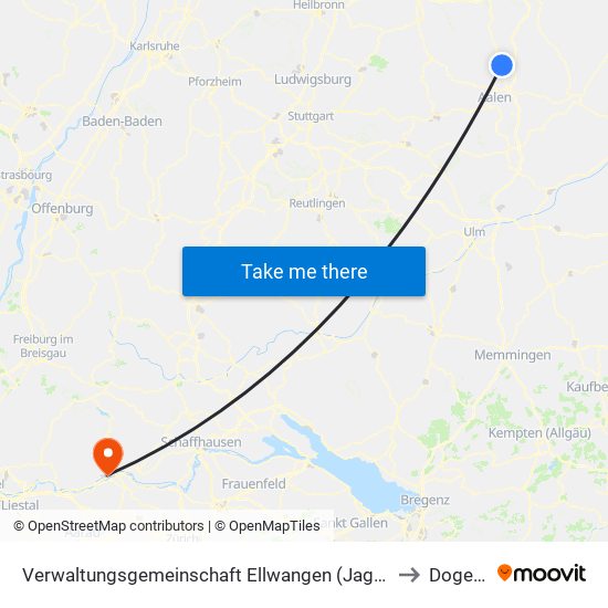 Verwaltungsgemeinschaft Ellwangen (Jagst) to Dogern map