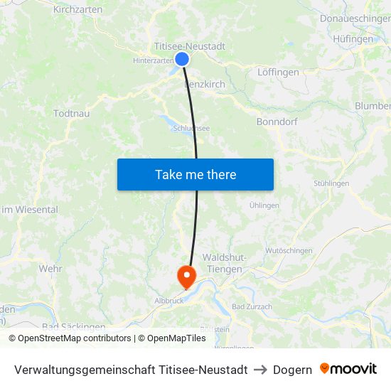 Verwaltungsgemeinschaft Titisee-Neustadt to Dogern map