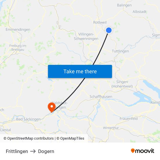 Frittlingen to Dogern map