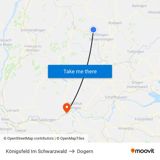 Königsfeld Im Schwarzwald to Dogern map