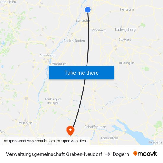 Verwaltungsgemeinschaft Graben-Neudorf to Dogern map