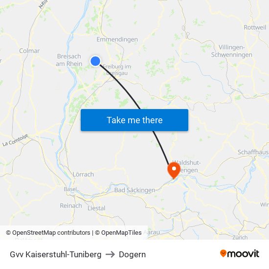 Gvv Kaiserstuhl-Tuniberg to Dogern map