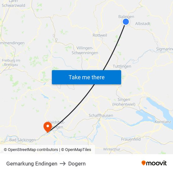 Gemarkung Endingen to Dogern map