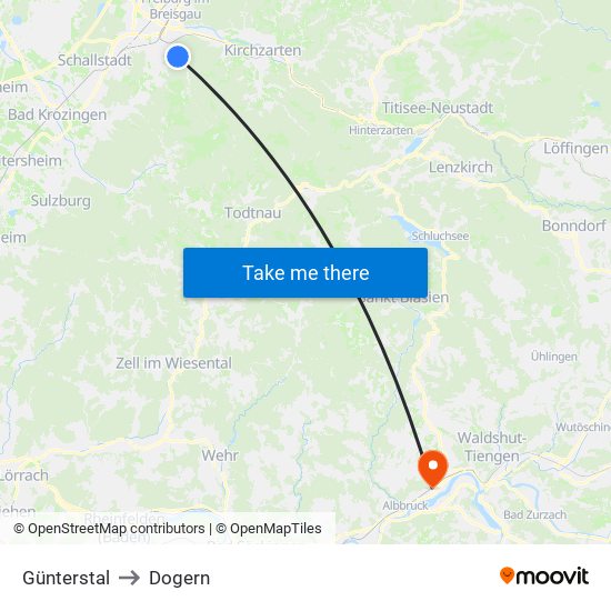 Günterstal to Dogern map