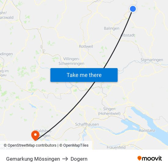 Gemarkung Mössingen to Dogern map