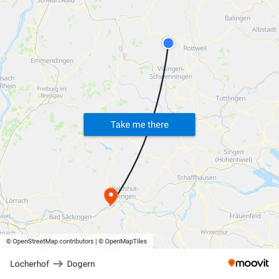 Locherhof to Dogern map