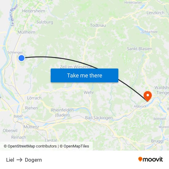 Liel to Dogern map