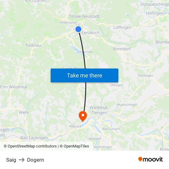 Saig to Dogern map