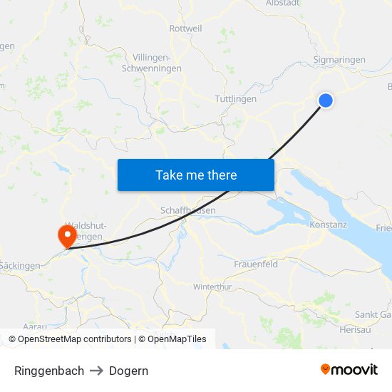 Ringgenbach to Dogern map