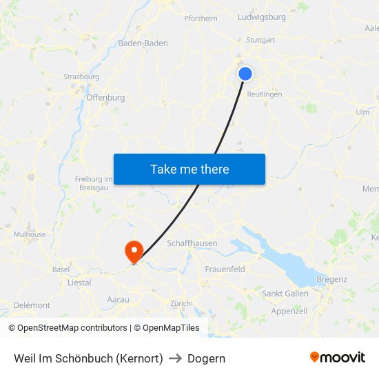 Weil Im Schönbuch (Kernort) to Dogern map