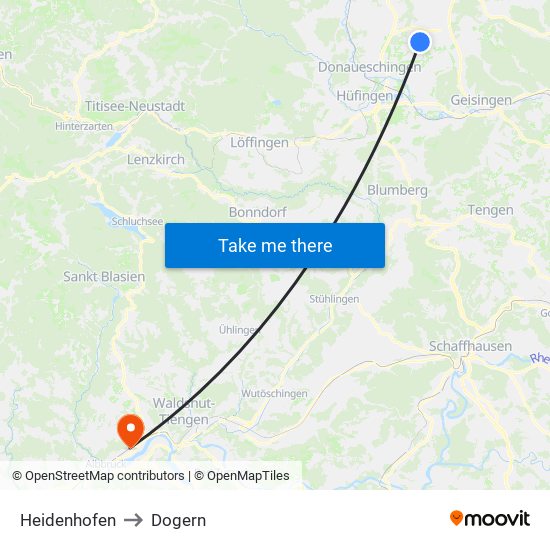 Heidenhofen to Dogern map