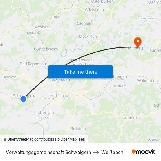 Verwaltungsgemeinschaft Schwaigern to Weißbach map