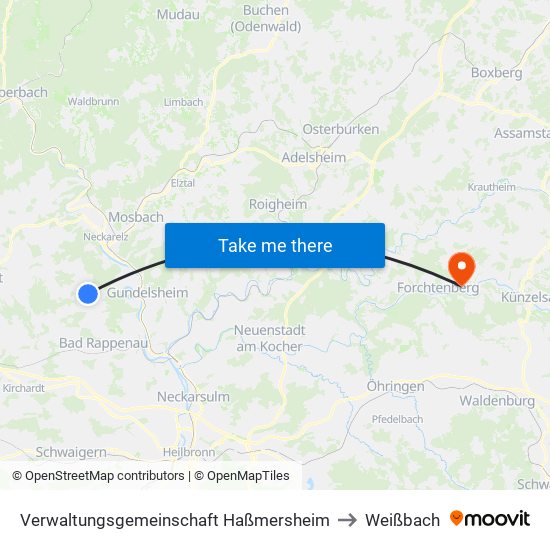Verwaltungsgemeinschaft Haßmersheim to Weißbach map